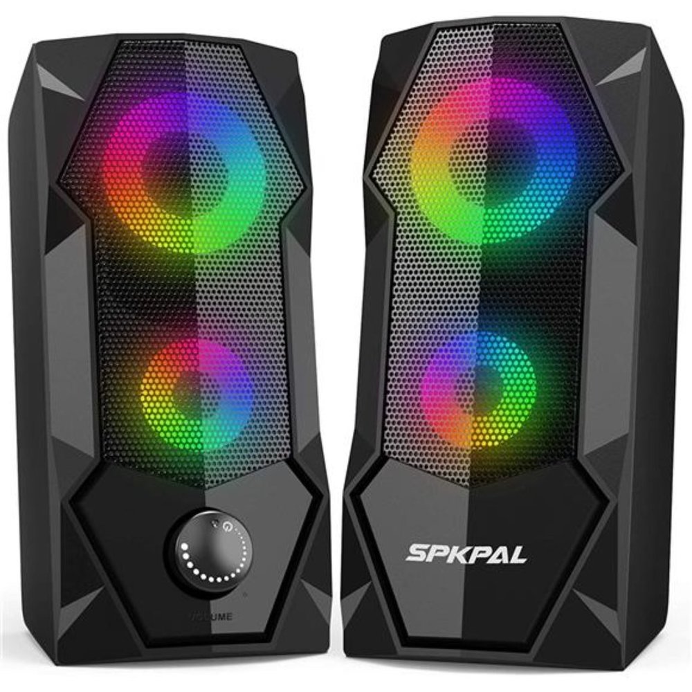 Computer Speakers RGB Gaming Speakers for PC 2.0 Wired USB Powered Stereo Volume